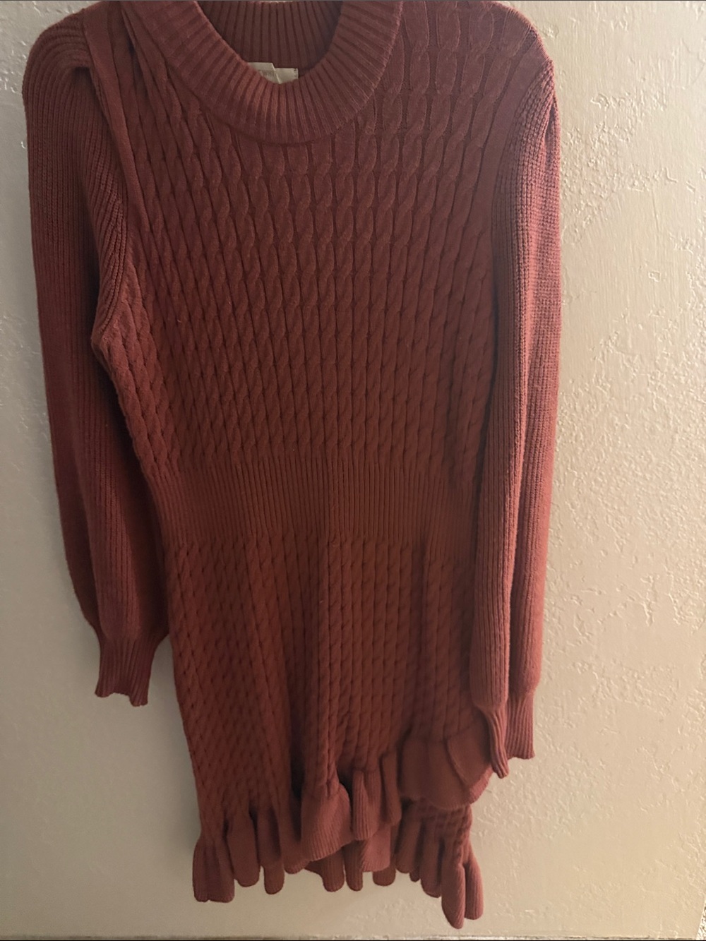 Anthropologie Women’s Cable Knit Sweater Dress - Rust. Large